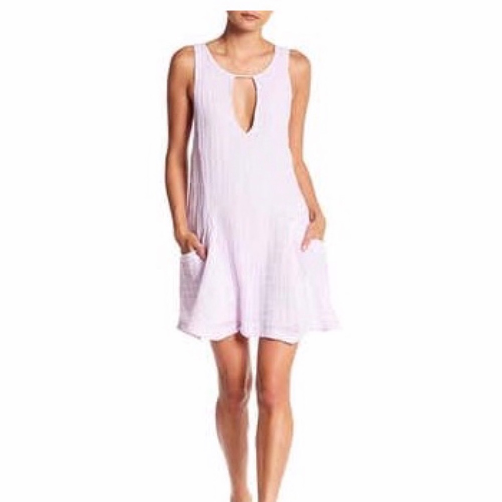 Free People linen sleeveless front cutout dress